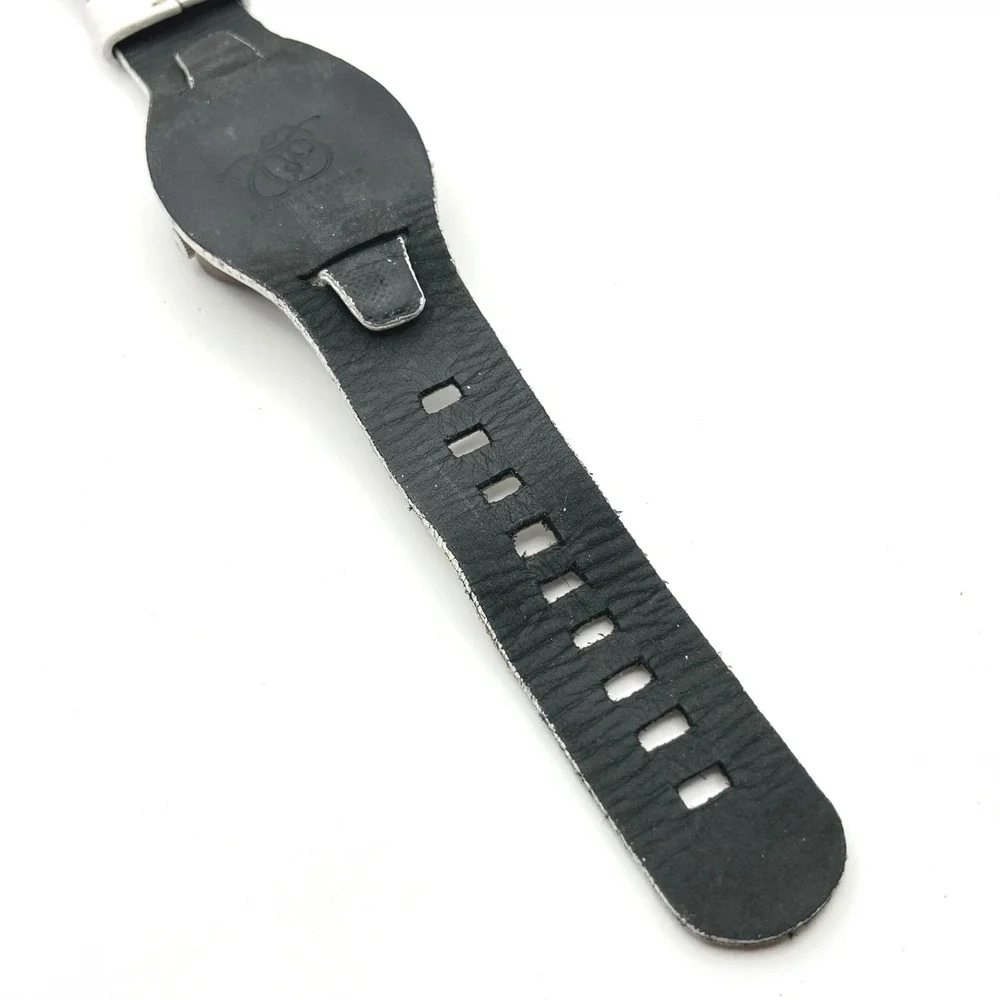Mistura Wood Watch Square Case White Leather‎ Cuff Strap Artisan Handcrafted